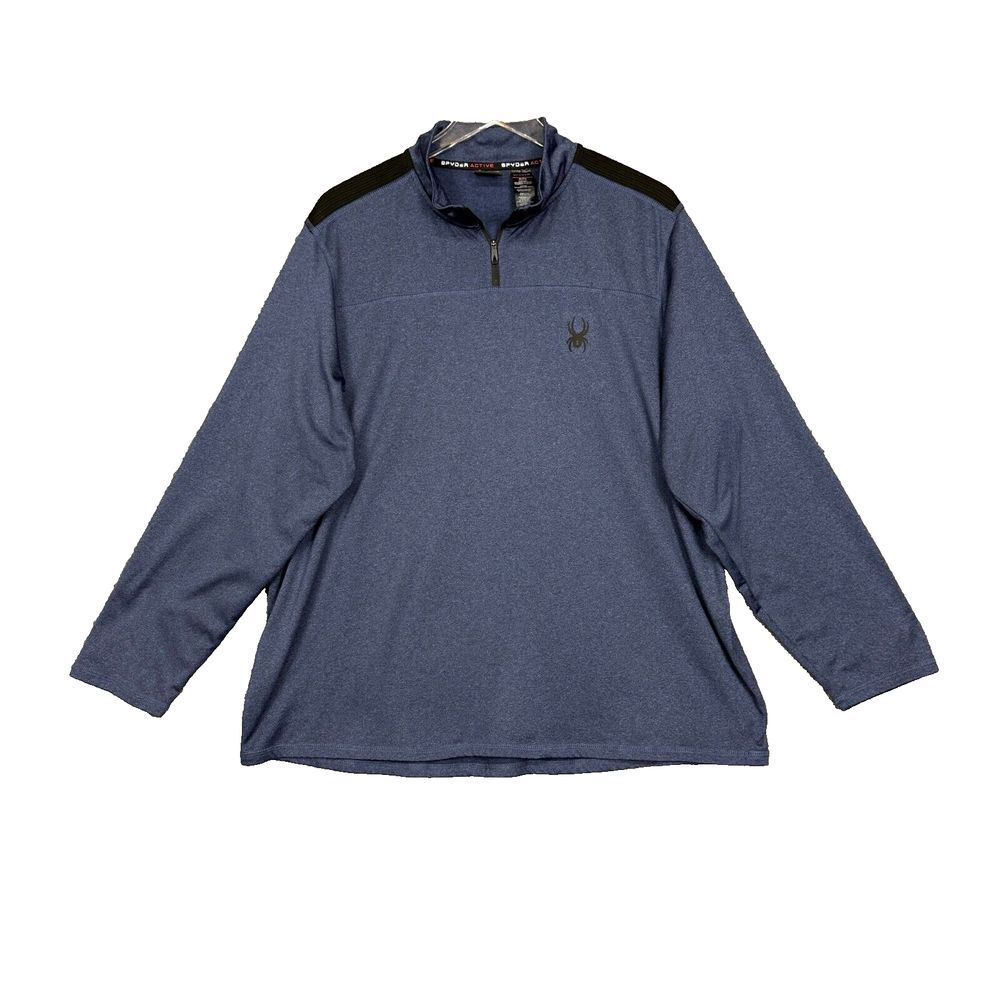 Spyder Shirt Mens XL Blue Active 1/4 Zip Pullover‎ Lightweight Mock Neck Stretch